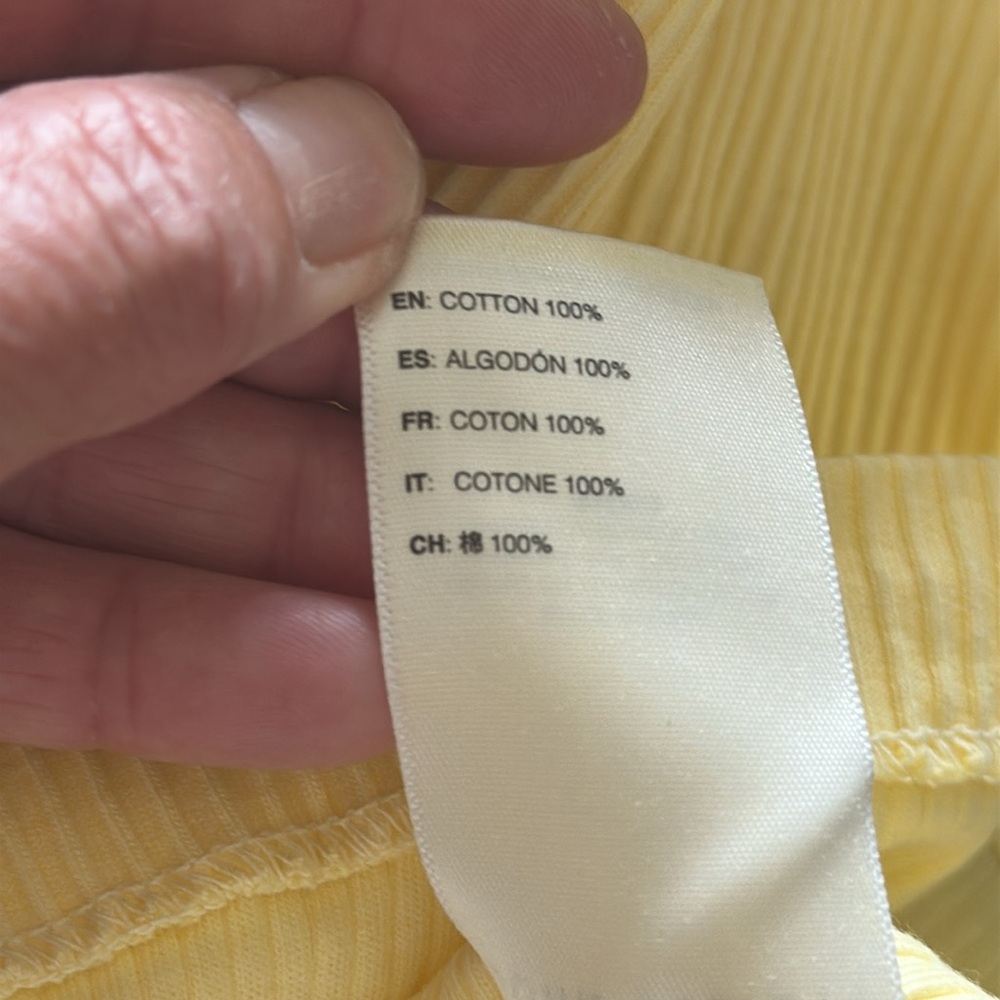 John Elliot Pale Yellow Cotton Ribbed Asymmetrical Tank Dress - Picture 14 of 15